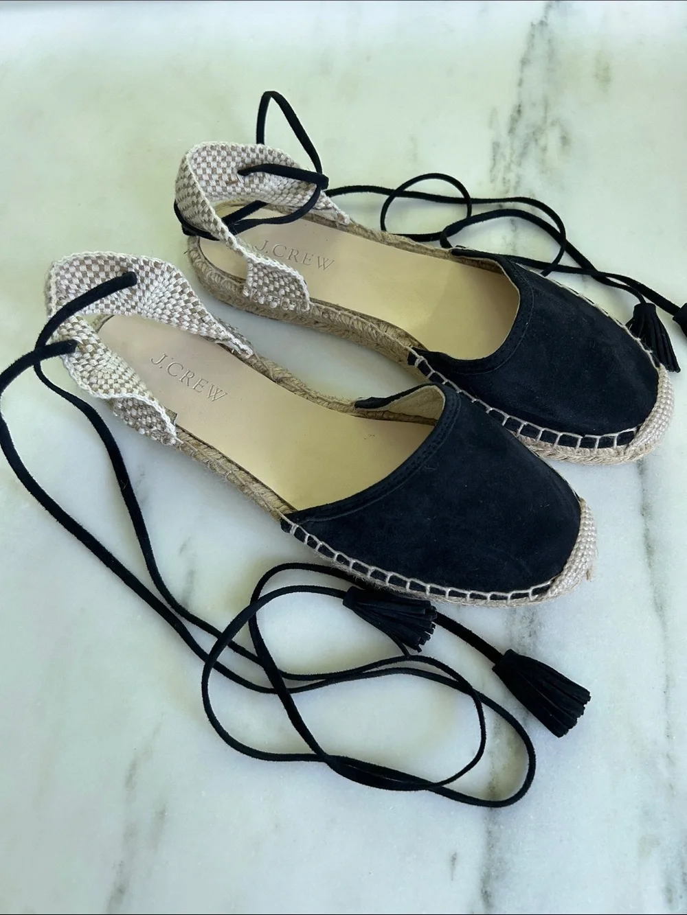 J.Crew Baja Blue Suede Lace-Up Espadrille Sandals | Size 7